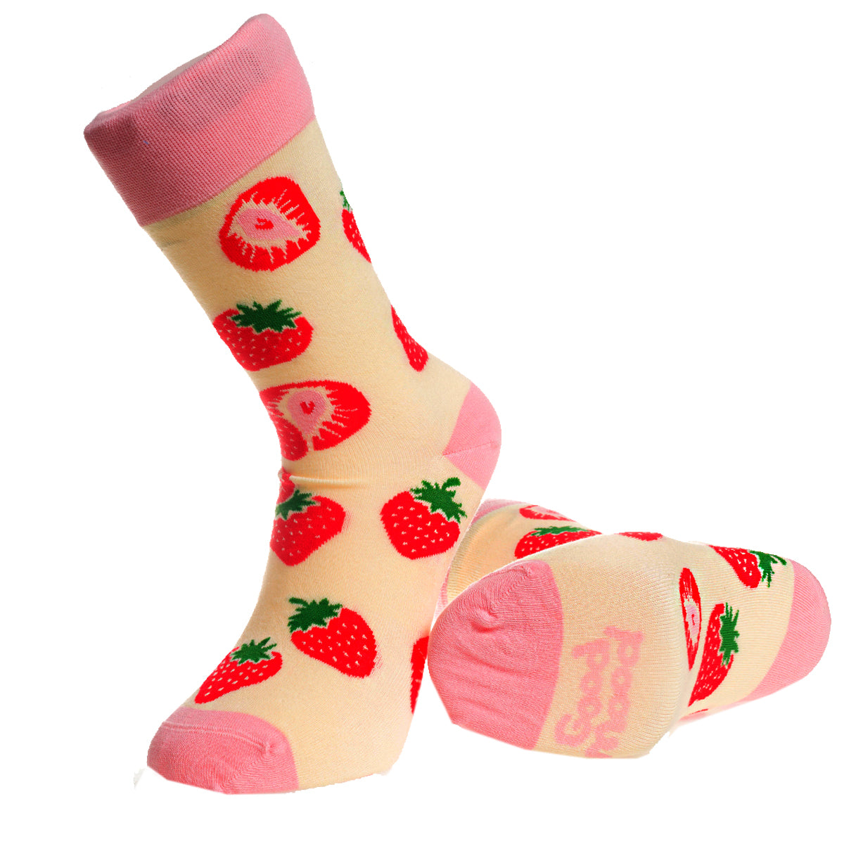 Pink Fruit Printed -European Made - Egyptian Cotton Socks - Premium Cotton Fun socks with Soft Elastic - Image 2