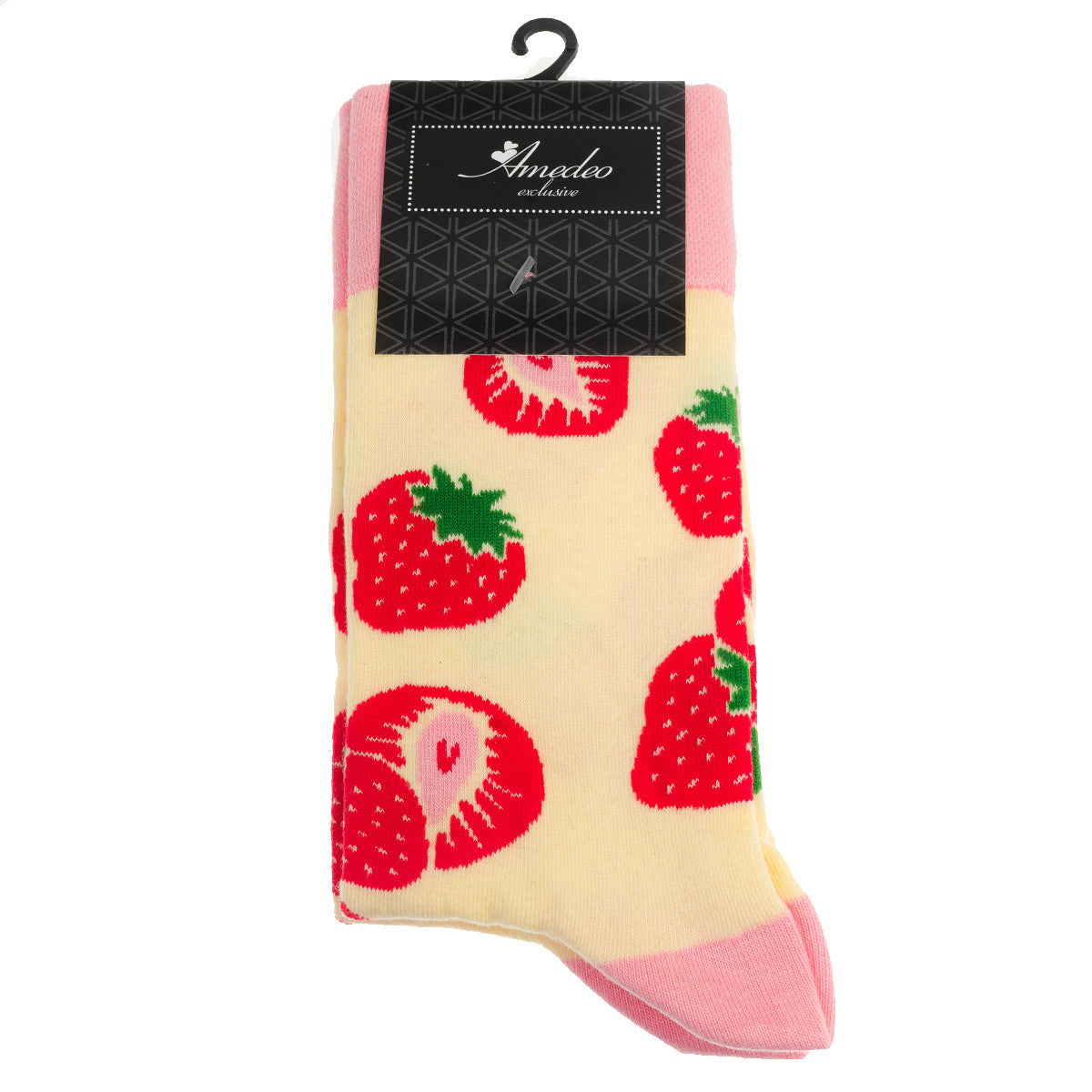Pink Fruit Printed -European Made - Egyptian Cotton Socks - Premium Cotton Fun socks with Soft Elastic - Image 3