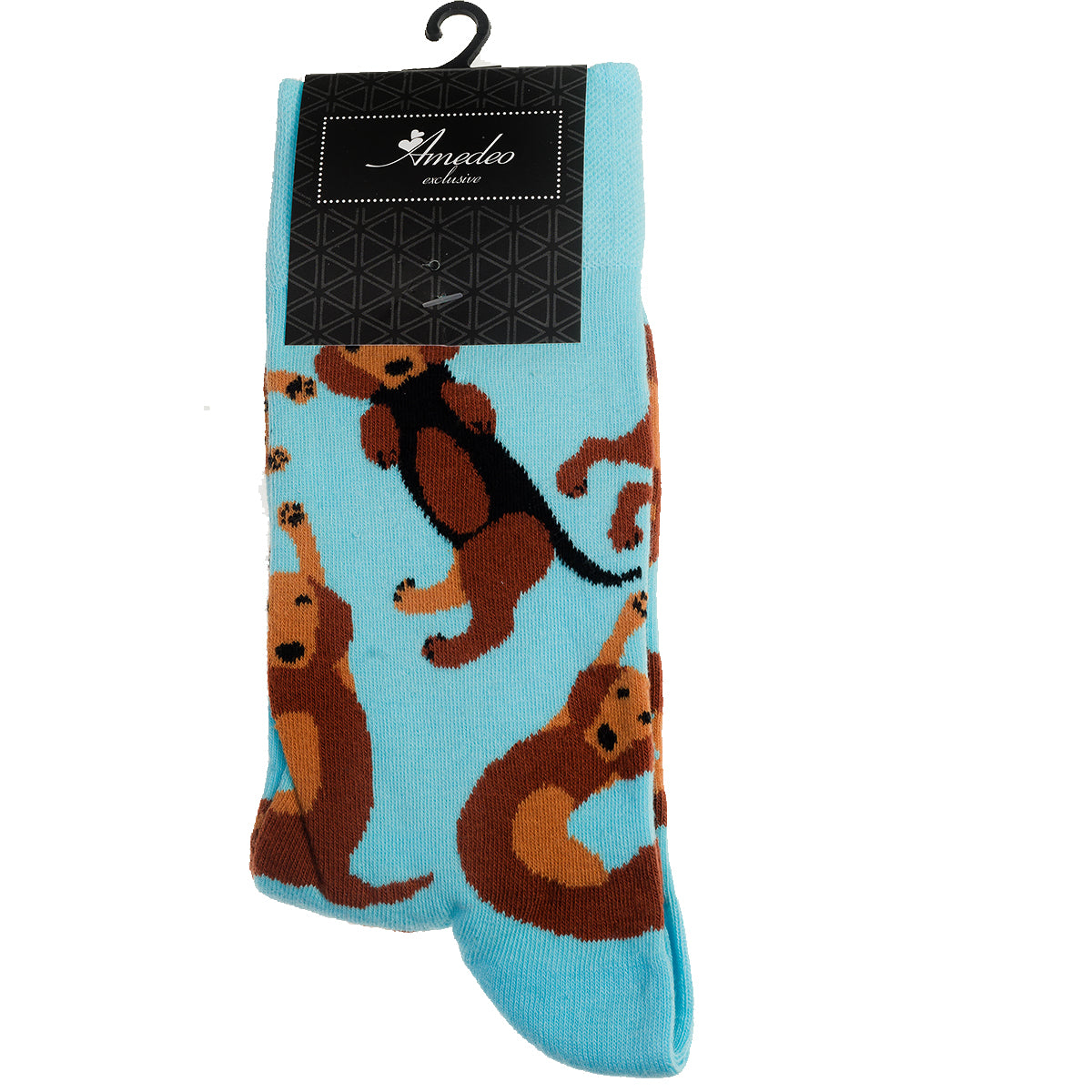 Blue Socks With Printed Dogs-European Made - Egyptian Cotton Socks - Premium Cotton Fun socks with Soft Elastic - Image 2