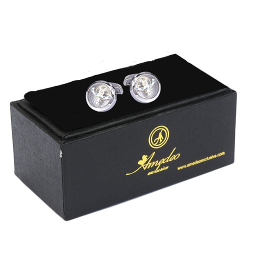 Silver Mens Stainless Steel Functioning Movement Cufflinks for Shirt with Box - Hand Crafted Perfect Gift - Image 2