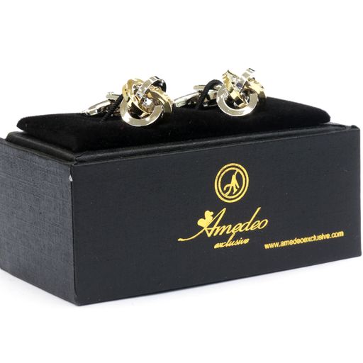Gold & Black Mens Stainless Steel Knots Cufflinks for Shirt with Box - Hand Crafted Perfect Gift - Image 2