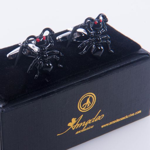 Black Mens Stainless Steel Bug Cufflinks for Shirt with Box - Hand Crafted Perfect Gift - Image 2
