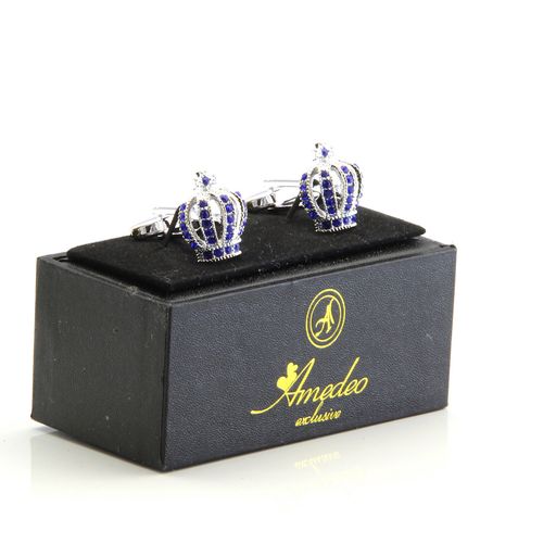 Silver Diamond Mens Stainless Steel Crowns Cufflinks for Shirt with Box - Hand Crafted Perfect Gift - Image 2